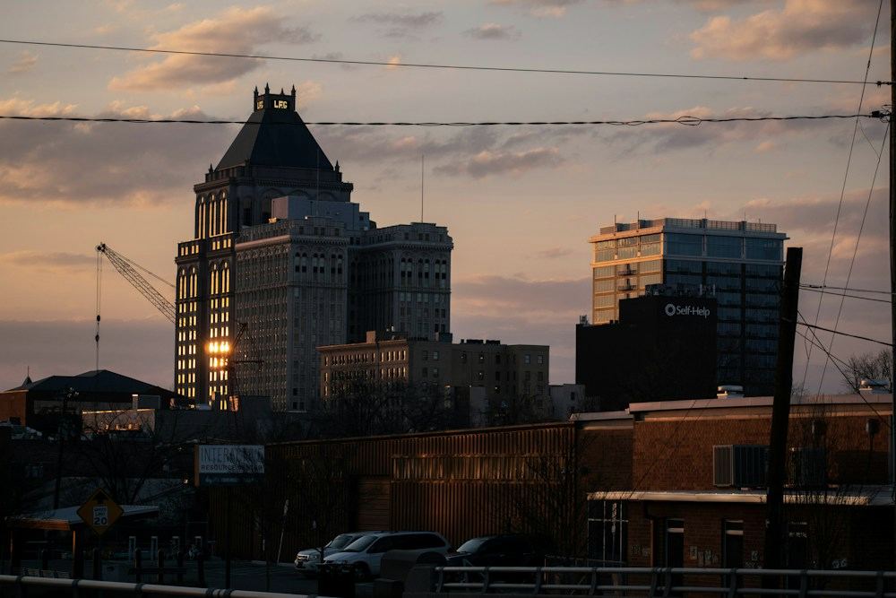 Downtown Greensboro, North Carolina, at dusk